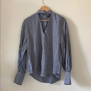 Zara Gingham Choker Neck Shirt